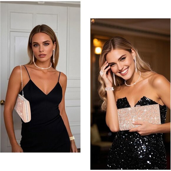 Exquisite 5-Piece Jewelry Set with Rhinestone Clutch - Ultimate Formal Accessory - Picture 3 of 6